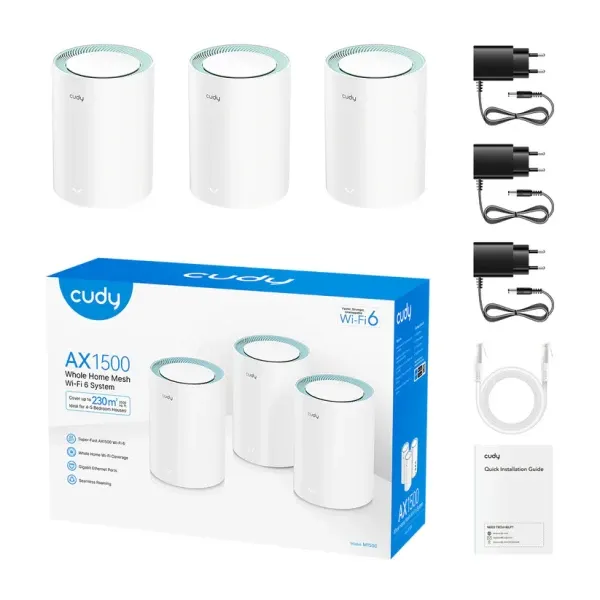 Cudy M1500 Mesh sistem AX1500 Wi-Fi 6 Gigabit Dual Band 3 komada