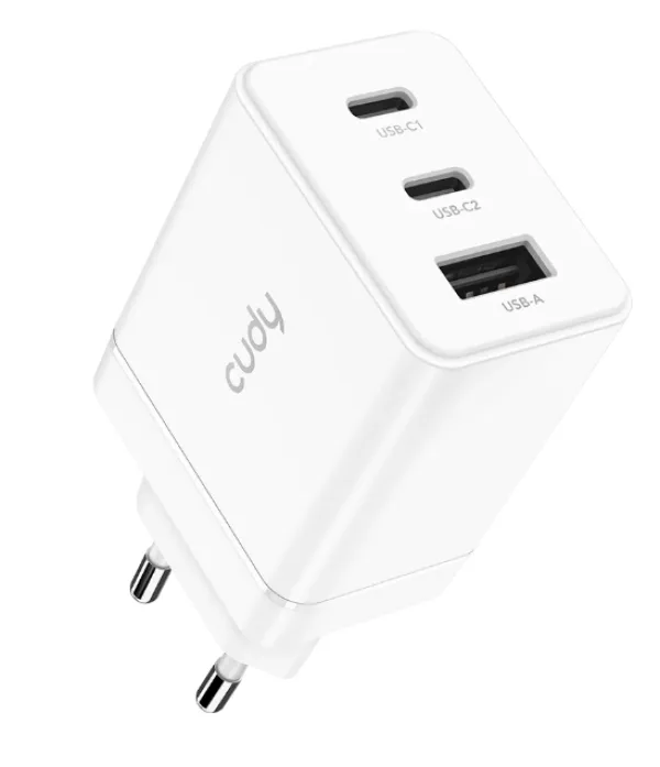 Cudy CH67 Brzi punjač za telefone i tablete EU2xUSB-C 1XUSB-A 67W, Beli