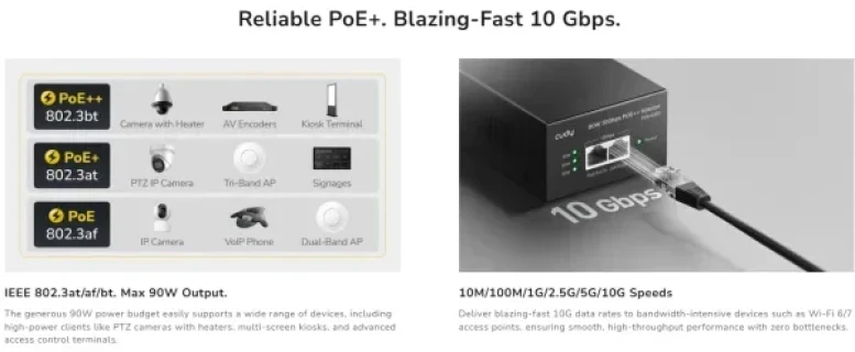 Cudy POE400X PoE injektor 90W 10 Gbps PoE++ 10M/100M/1G/2.5G/5G/10G