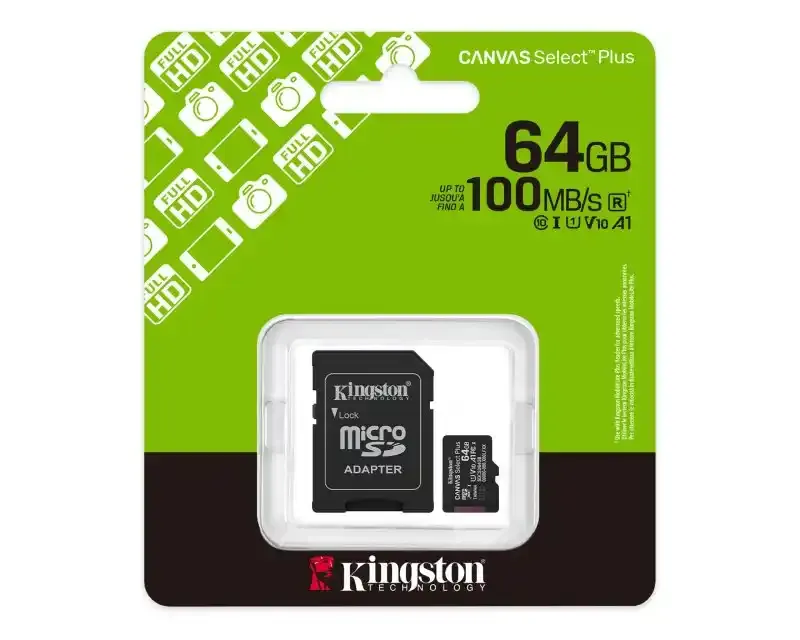 Kingston Micro SD Card SDCS3/64GB 64GB + SD adapter class 10