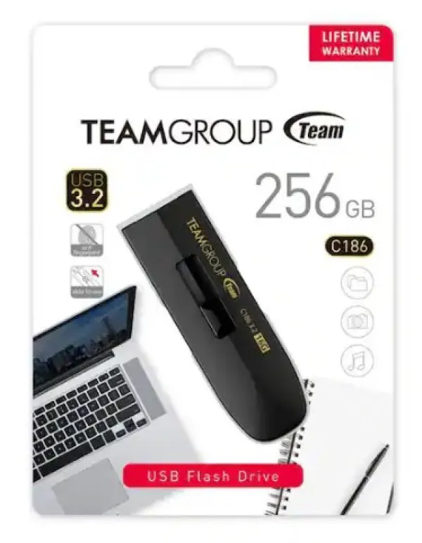 Team TC1863256GB01 USB Flash C186 256GB USB 3.2, Crni