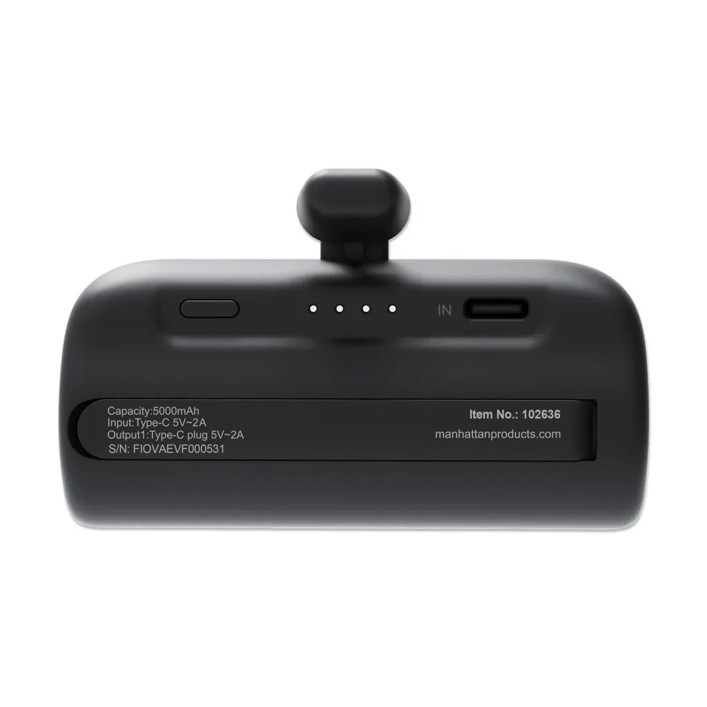 Manhattan 1026336 Eksterna baterija 5000mAh 10W USB-C, Crni
