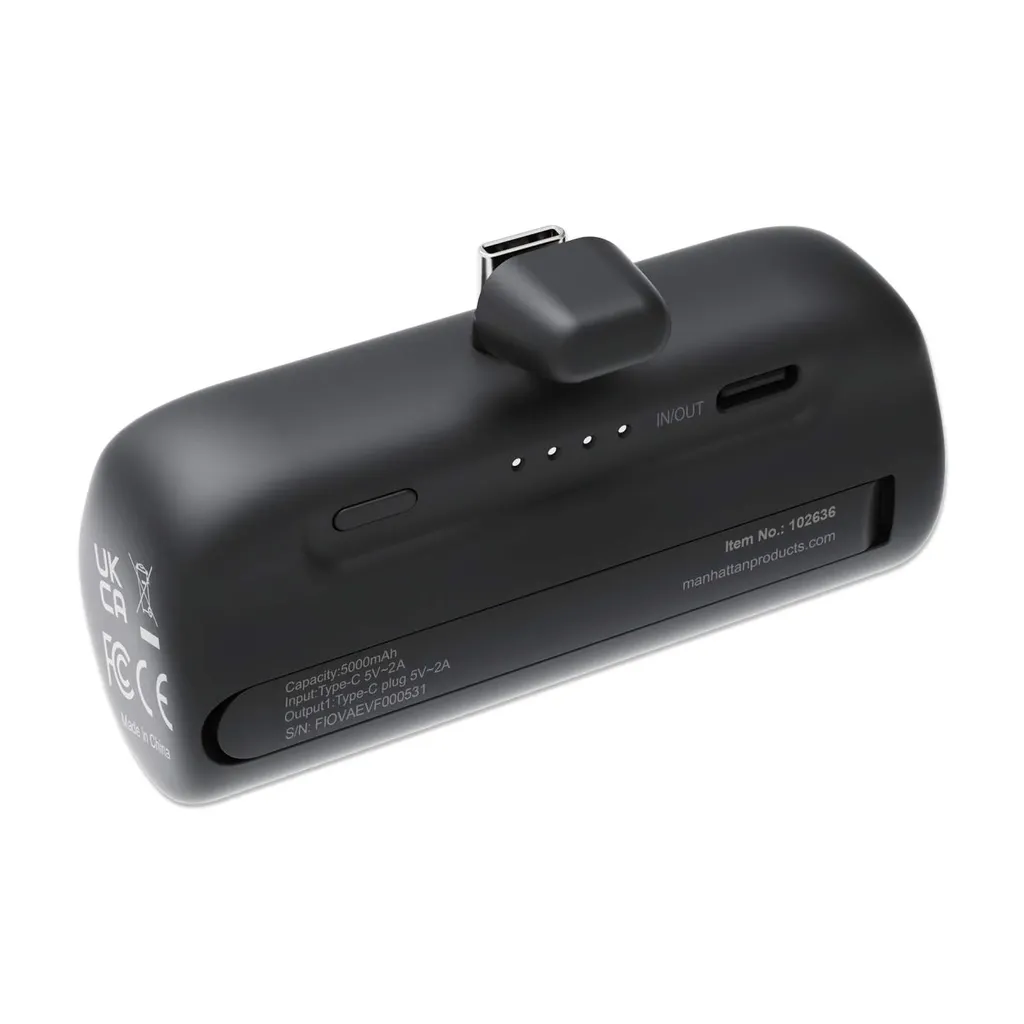 Manhattan 1026336 Eksterna baterija 5000mAh 10W USB-C, Crni