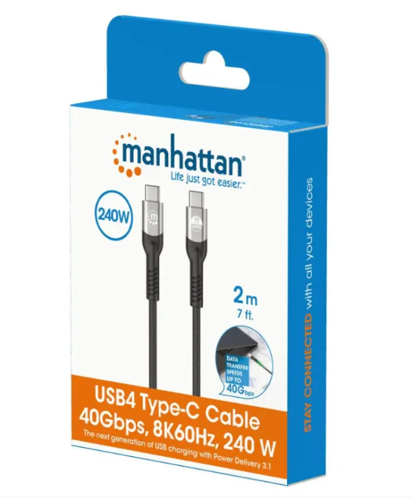 Manhattan 356381 Kabl USB-C M M 3.1 8K 60Hz Thunderbolt 4 40Gbps PD 2m