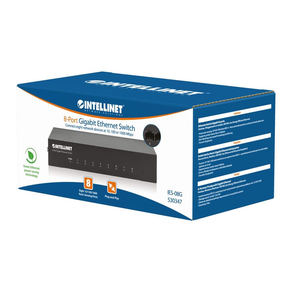 Intellinet I530347 LAN switch 10/100/1000 8-portni, Crni