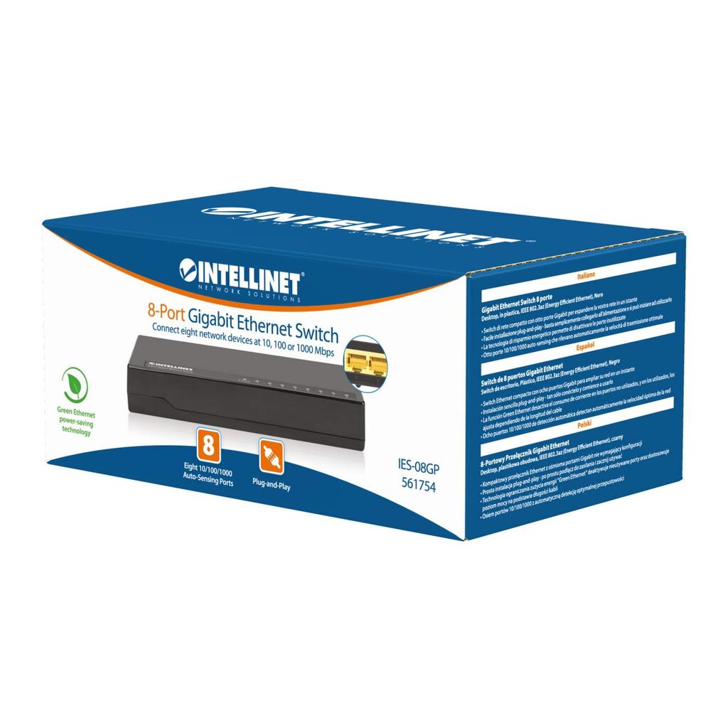 Intellinet 561754 LAN switch 10/100/1000 8-portni, Crni
