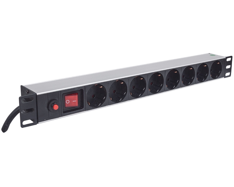 Intellinet Power Strip 8-Sockets 19" Produžni kabl sa zaštitom German type, Crni