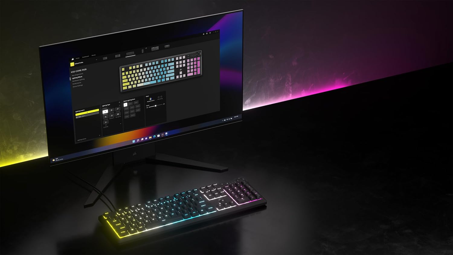 Corsair CH-9226C65-NA K55 CORE Tastatura žična gaming, Crna