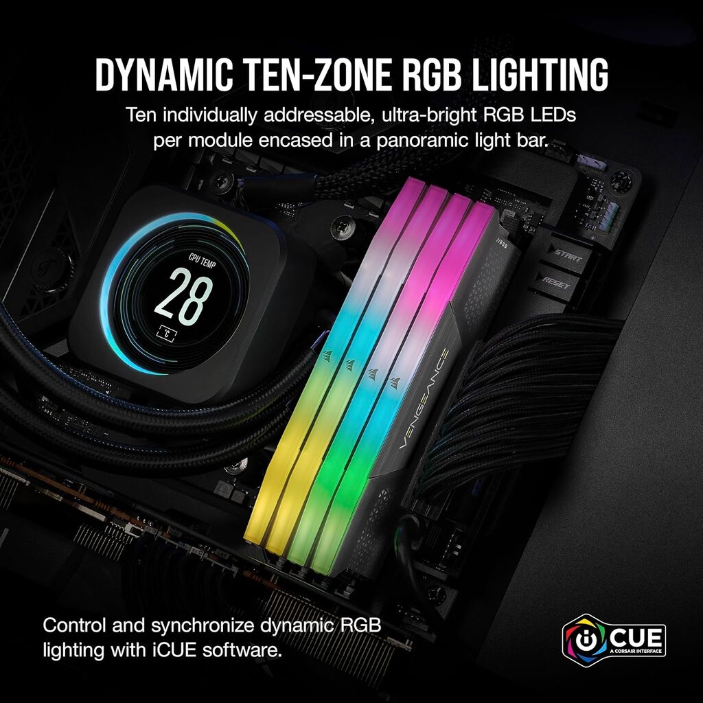 Corsair VENGEANCE Memorija 16GB (2x8GB) DDR5 6000MHz CL36 1.35V RGB XMP EXPO