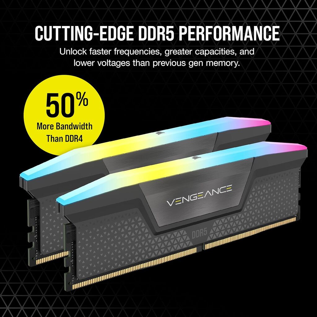 Corsair VENGEANCE Memorija 16GB (2x8GB) DDR5 6000MHz CL36 1.35V RGB XMP EXPO