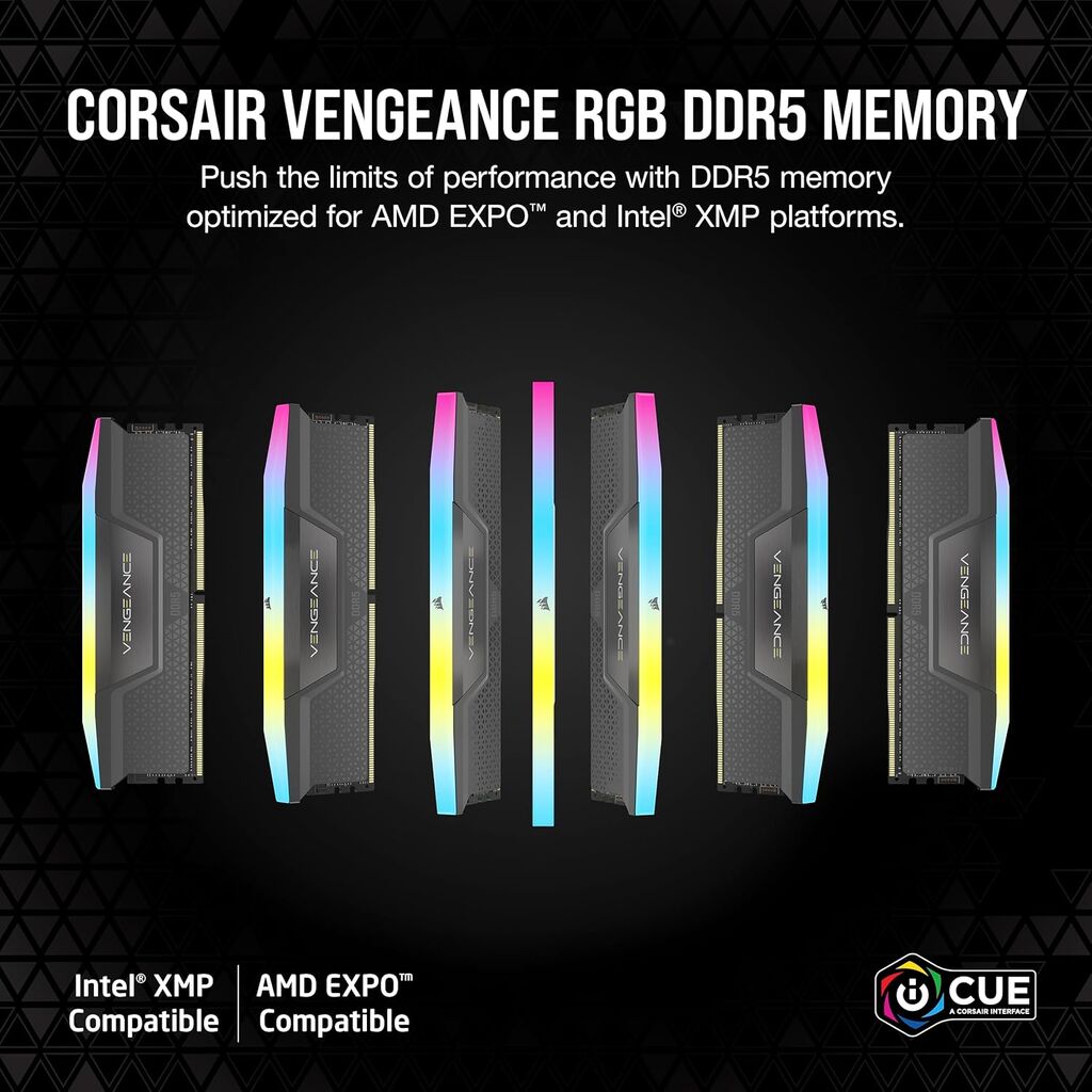 Corsair VENGEANCE Memorija 16GB (2x8GB) DDR5 6000MHz CL36 1.35V RGB XMP EXPO