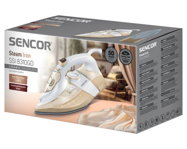Sencor SSI 8310GD Pegla na paru 3200W Self-clean, Zlatno-bela
