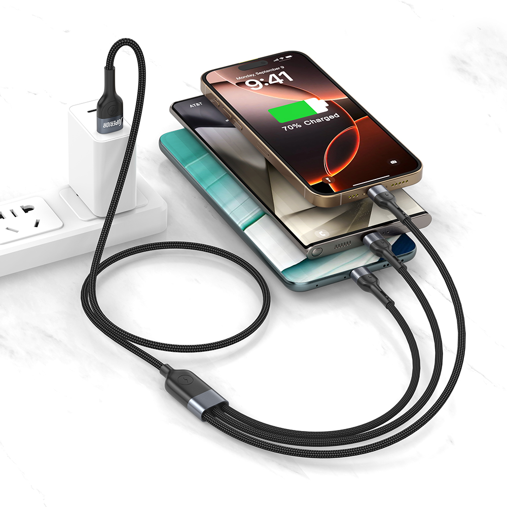 Superior SU-K106 USB data kabal 3in1 Lightning/Micro/Type C 1m, Crni