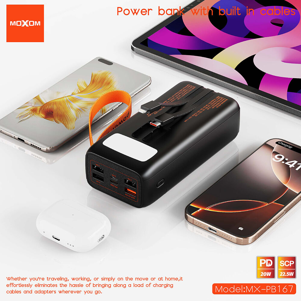 MOXOM MX‑PB167 Power Bank PD20W + QC22.5W 30000mAh, Crni
