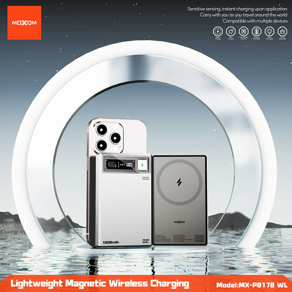 MOXOM MX-PB178 Power Bank Magsafe Meteorite QC22.5W+15W magnetic fast 10000mAh, Sivi