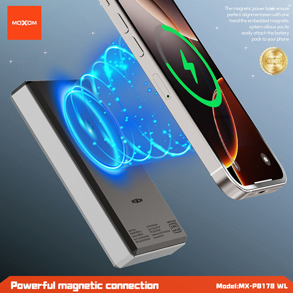 MOXOM MX-PB178 Power Bank Magsafe Meteorite QC22.5W+15W magnetic fast 10000mAh, Sivi