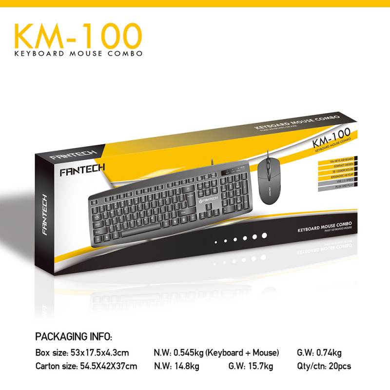 Fantech KM-100 Combo miš i tastatura, Crni