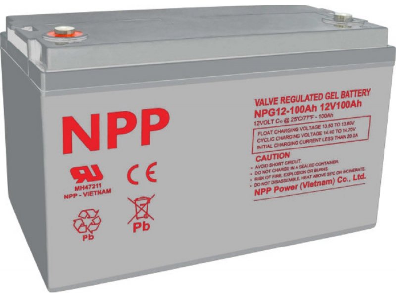 NPP NPG12V-100Ah T16 Gel baterije 330x171x214x220, Sive