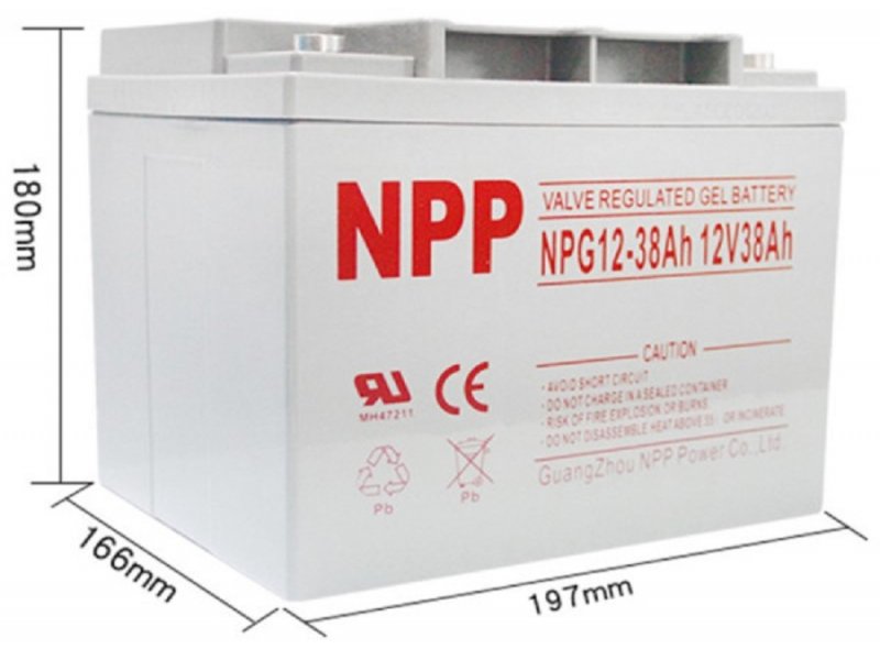 NPP NPG12V-38Ah C20=38AH T14 Gel baterije 197x165x174x174, Sive
