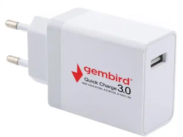 Gembird NPA-AC36 QC3.0 brzi punjac +Type C USB kabl 18W 3.6-6.5V/3A 6.5V-9V/2A 9V-12V/1.5A 407