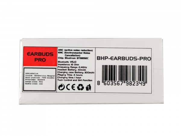 Gembird BHP-EARBUDS-PRO Bežične slušalice V5.0, Bele