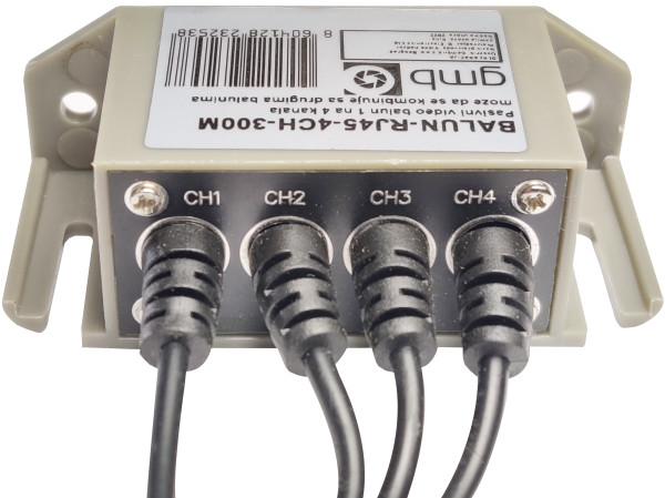 Gembird BALUN RJ45-4CH-300M Balun za video kamere (AHD/CVI/TVI) Sivi