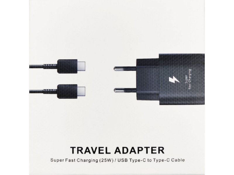 Gembird Brzi Punjač USB-C + kabl USB-C na USB-C 25W 5V/3A 9V/2,2A, Crni