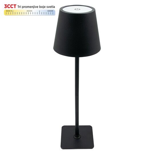 Mitea Lighting M6002-C LED Stona lampa 2W DC5V Touch + 3CCT 3000-6000K, Crna