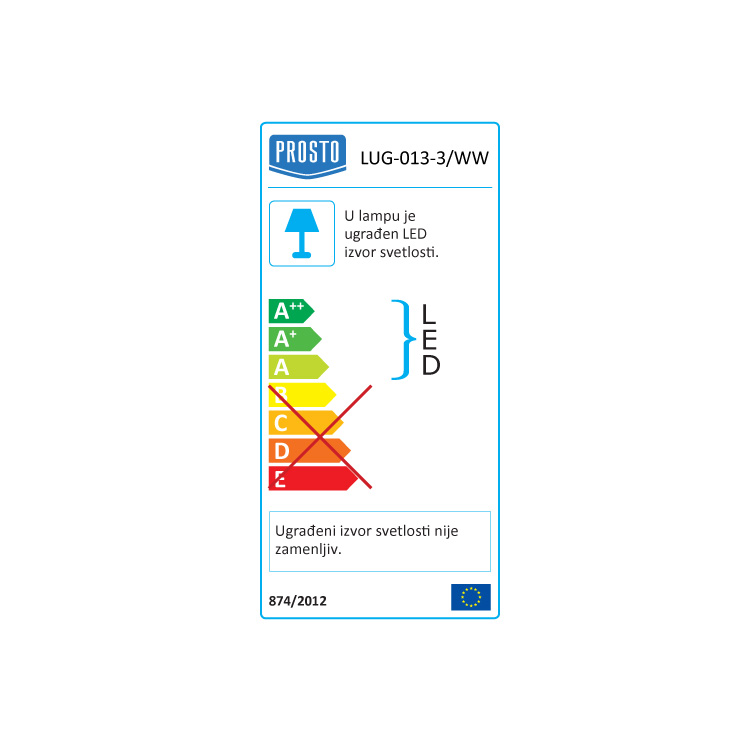 Prosto LUG-013-3/WW Ugradna LED lampa 3W toplo bela, Toplo bela