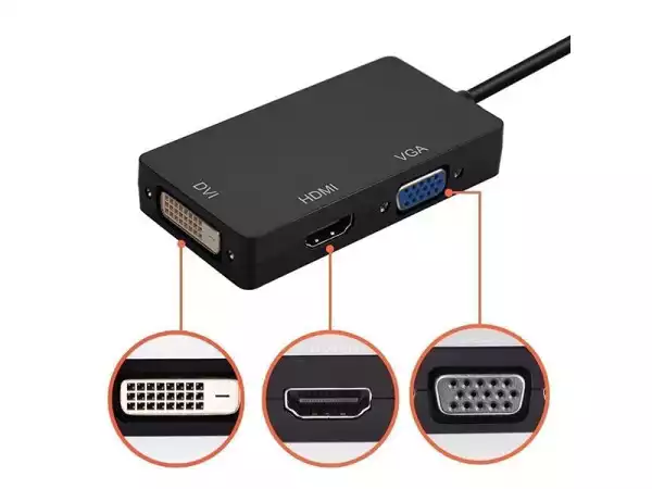 Velteh KT-D2HVD-59 Adapter - Konverter Displayport - HDMI/VGA/DVI, Crni