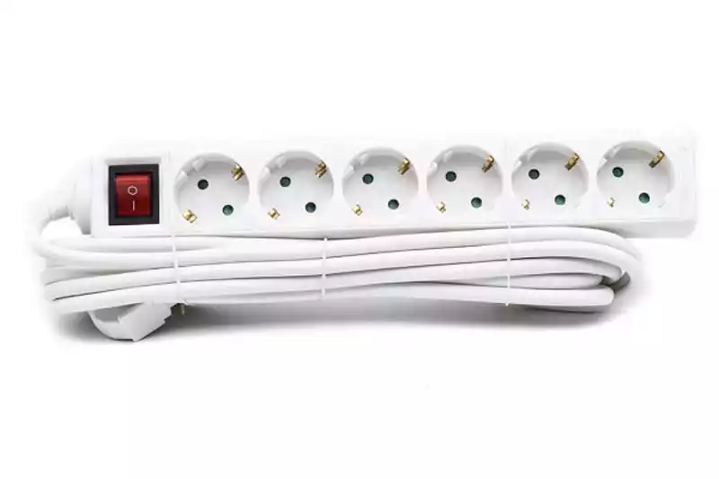 Kettz KT-PK06P-5M Produžni kabl sa 6 utičnica i prekidačem 5m, Beli