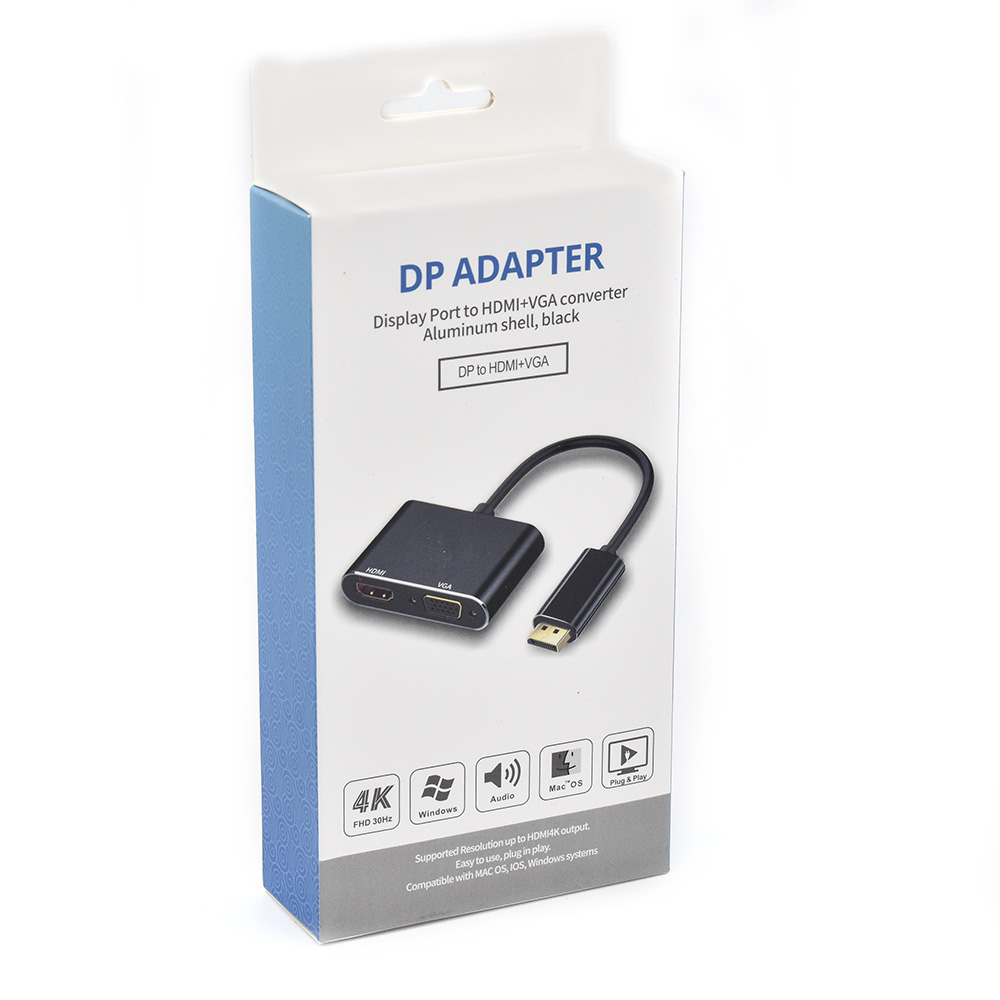 Adapter konverter Displayport - HDMI/VGA 1080p Kettz DP2HV-K12