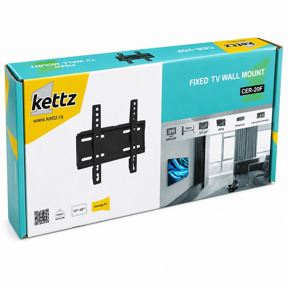 Kettz CER-20F fiksni zidni nosač za TV 13-43" 45 kg