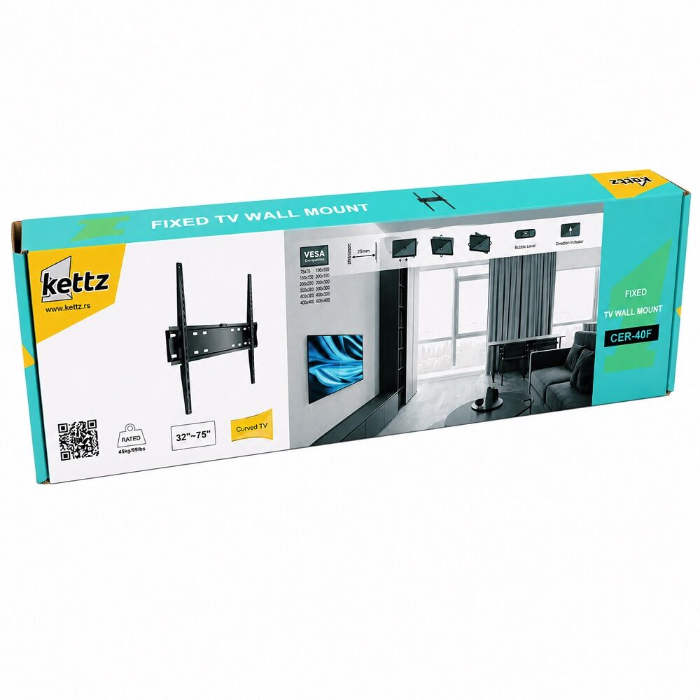 Kettz CER-40F fiksni zidni nosač za TV 32-75" 45 kg