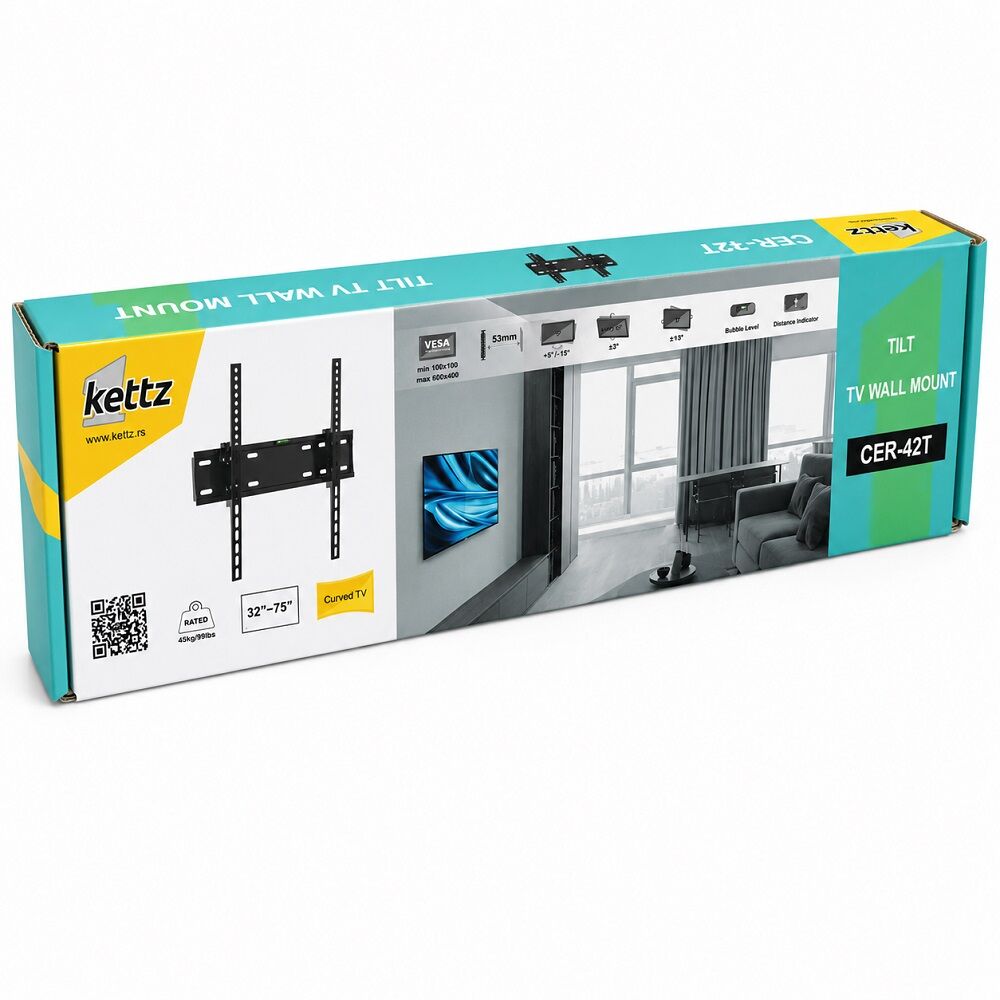 Kettz CER-42T Podesivi zidni nosač za TV 32-75" 45 kg
