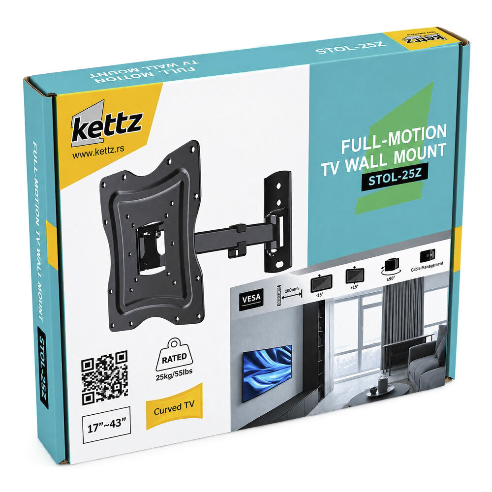 Kettz STOL-25Z zglobni zidni nosač za TV 17-43" 25 kg