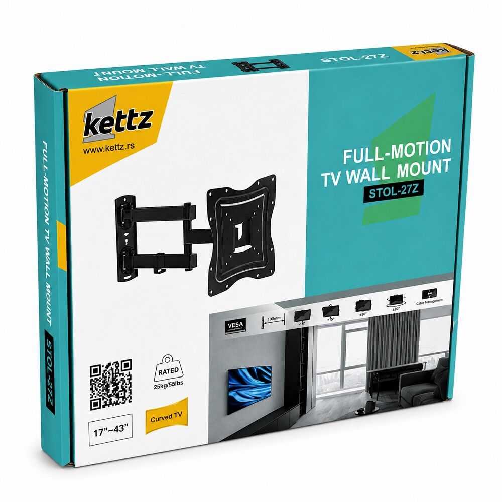 Kettz STOL-27Z zglobni zidni nosač za TV 17-43" 25 kg