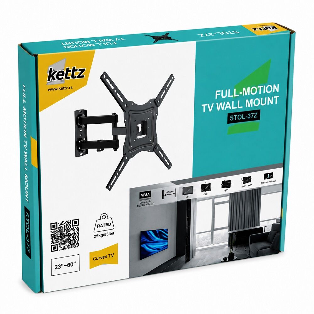 Kettz STOL-37Z zglobni zidni nosač za TV 23-60" 25 kg