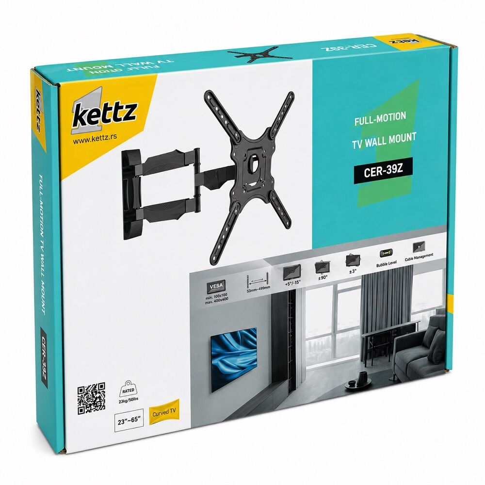 Kettz CER-39Z Zglobni zidni nosač za TV 23-65" 35 kg