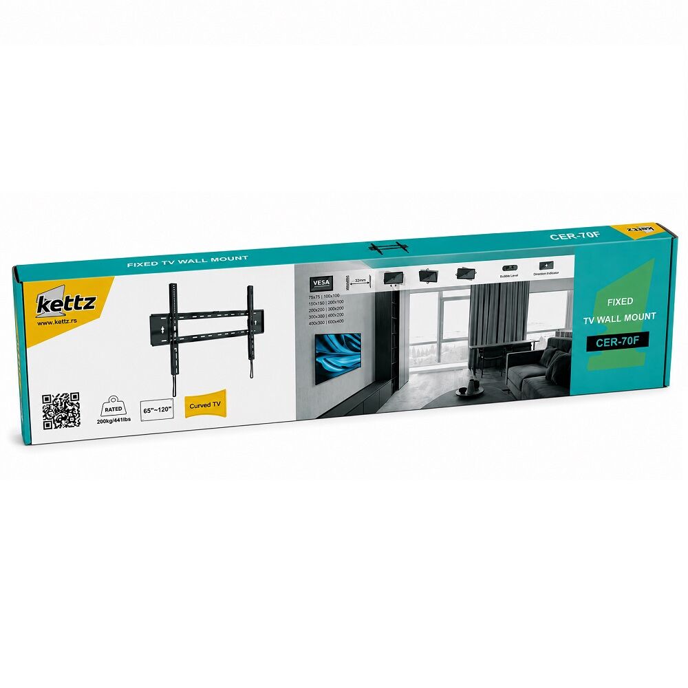 Kettz CER-70F Premium fiksni zidni nosač za TV 65-120" 200 kg