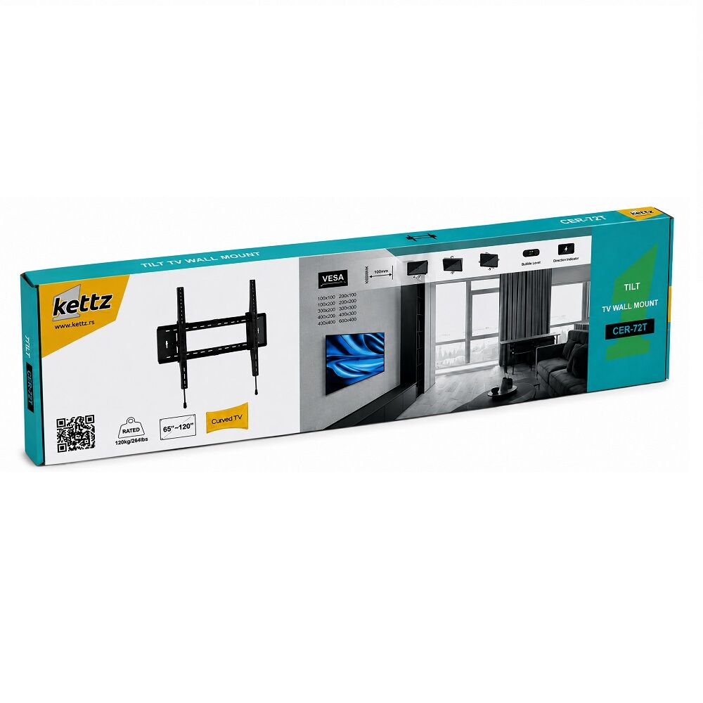 Kettz CER-72T Podesivi zidni nosač za TV 65-120" 120 kg