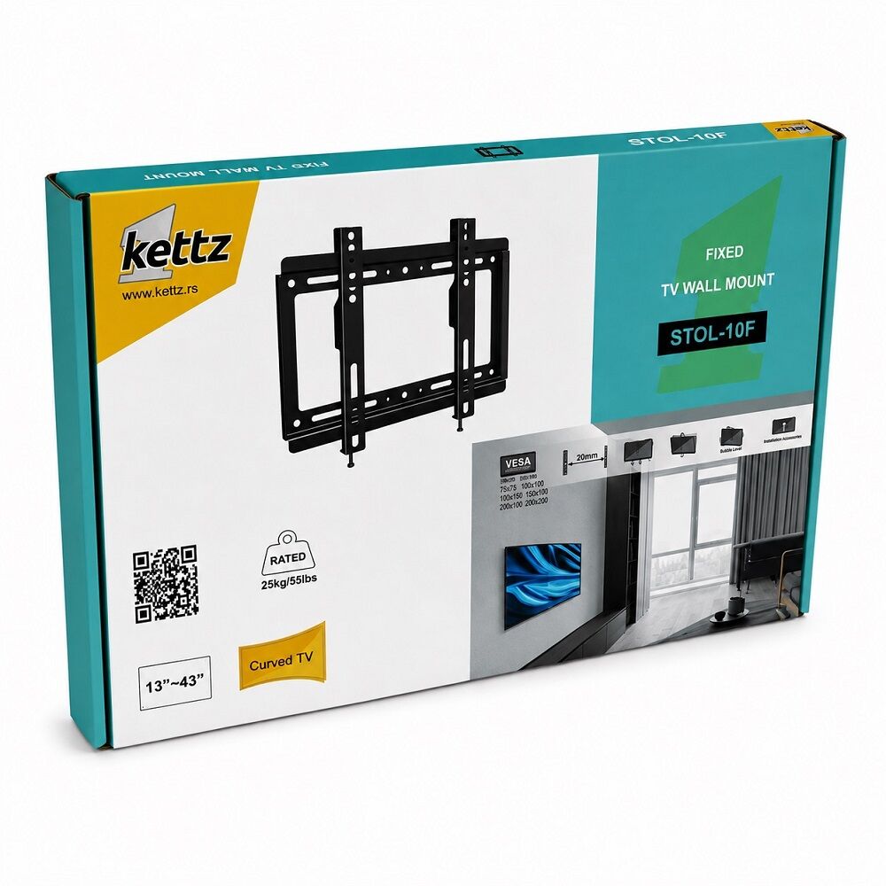 Kettz STOL-10F fiksni zidni nosač za TV 13-43" 25 kg