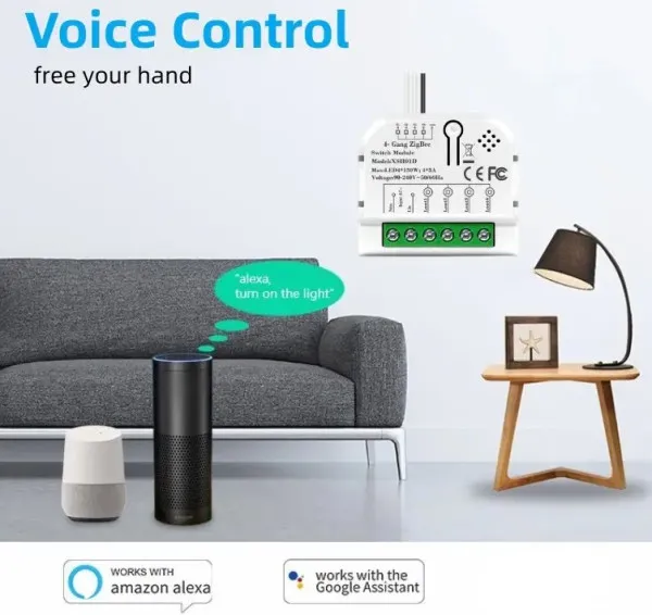 Gembird SMART-4GANG Pametni kućni prekidač DC 5V/7 32V AC, Beli