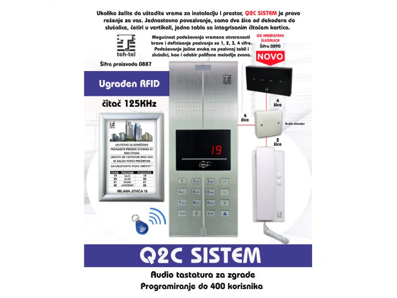 TEH-TEL Q2C Spoljna jedinica audio interfon 887