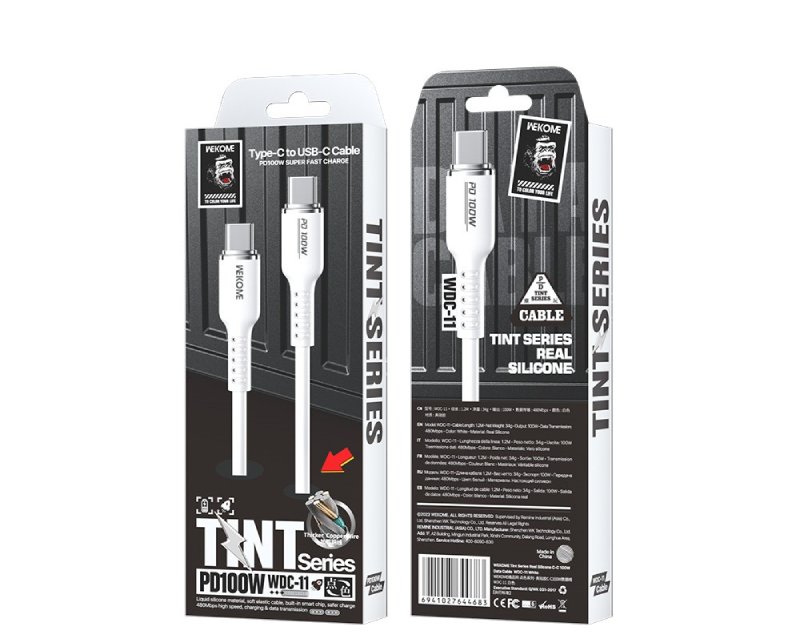 Wekome WDC-11 Kabl za brzo punjenje 3.1 USB tip C 100W 480Mbps, Beli