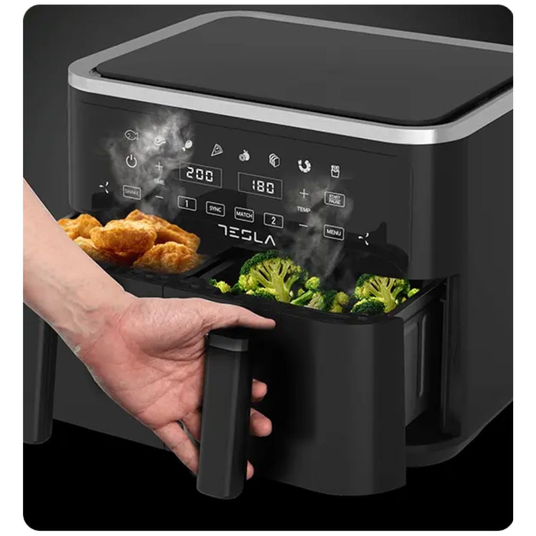 Tesla AF900BSD Air Fryer 2400 W 4,5 l + 4,5 l Digitalni panel, Crni