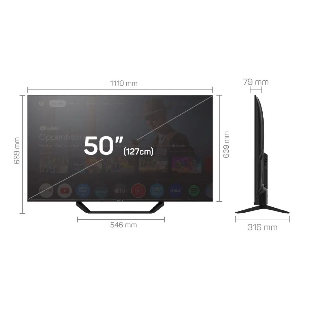Tesla 50E655BUS Televizor 50" 3840x2160 (4K UltraHD) Smart GoogleTV, Crni