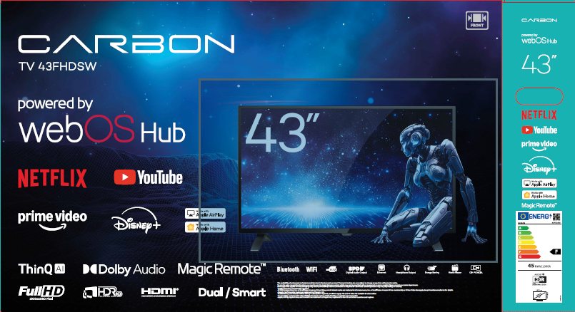 Carbon 43FHDSW Televizor sa magičnim daljinskim 43'' FHD Smart WebOS Crni