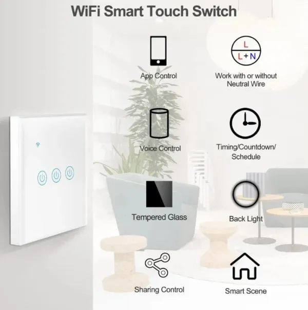 Gembird ZIGBEE-SMART-3 GANG-RSH-SP003-EU Pametni kućni prekidač, Beli