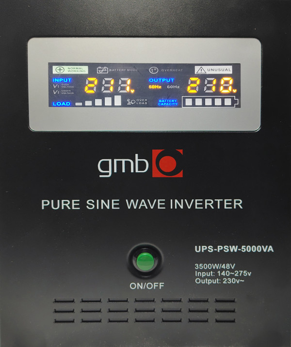 Gembird PSW-5000VA UPS čist sinusni pretvarač sa produženom autonomijom GMB long 3500 W 220/48 V, Crni